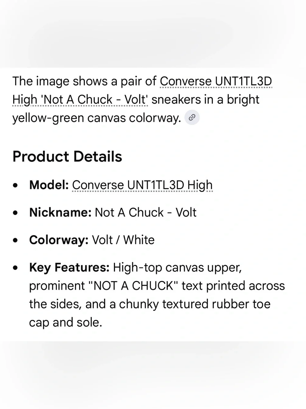 Converse UNT1TL3D High 'Not A Chuck - Volt' sneakers neon lime sz 5 Y, 6.5 W guc